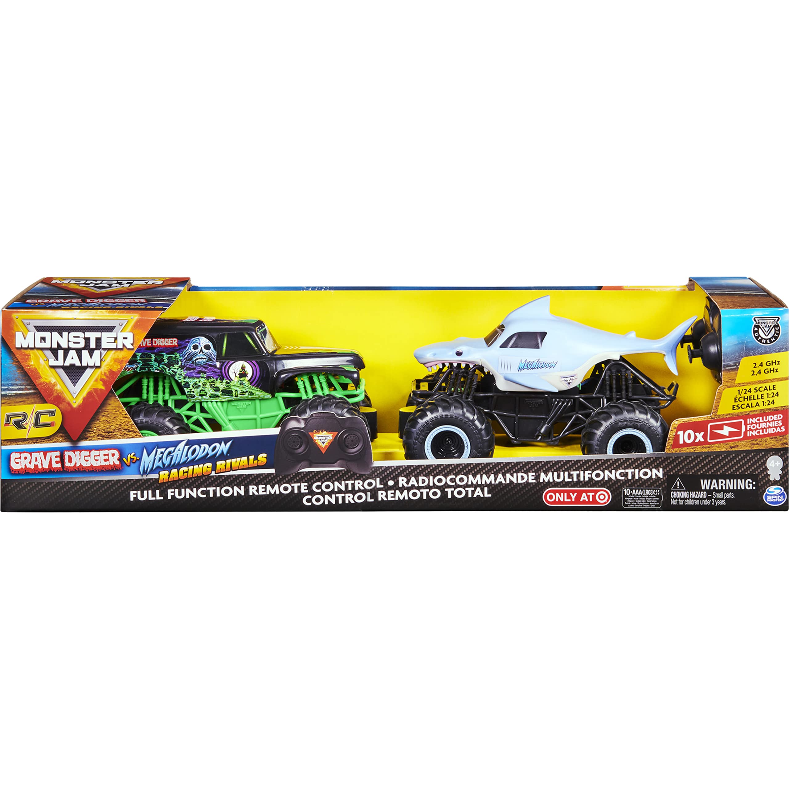Monster Jam Official Grave Digger vs Megalodon Racing Rivals